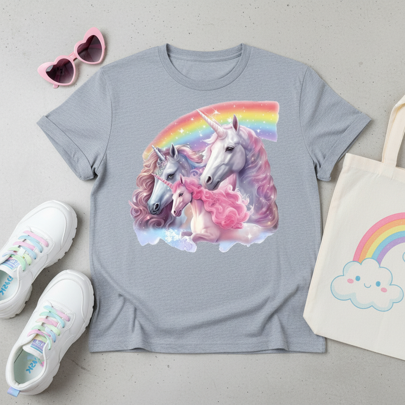 unicorn softball shirt - flat-lay