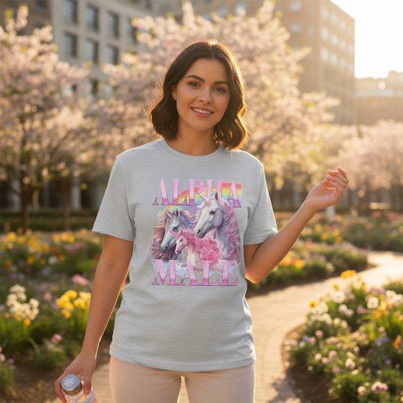 unicorn softball shirt - in-use