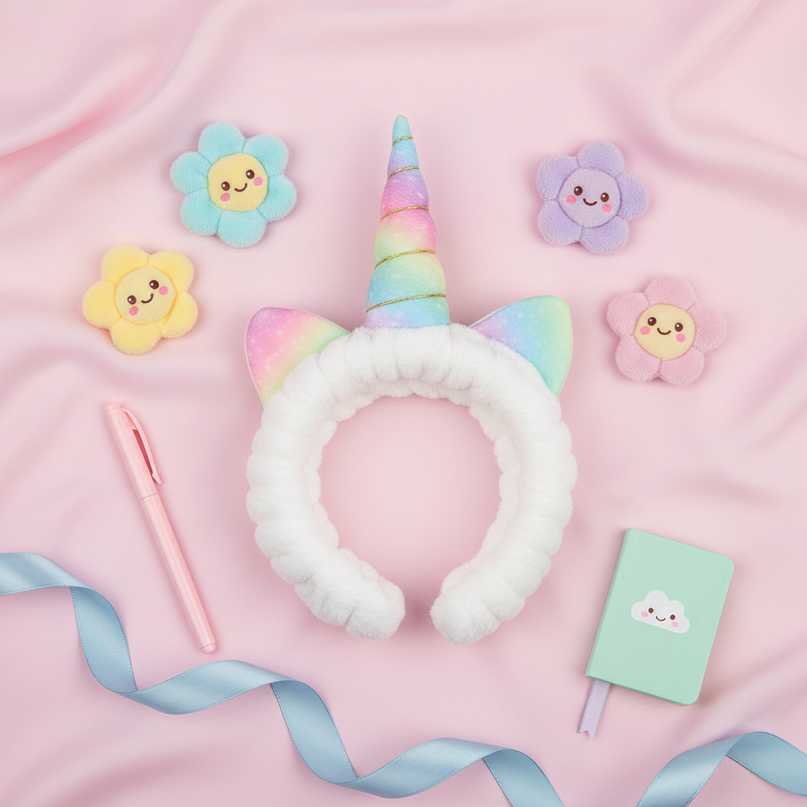 unicorn spa headband - flat-lay