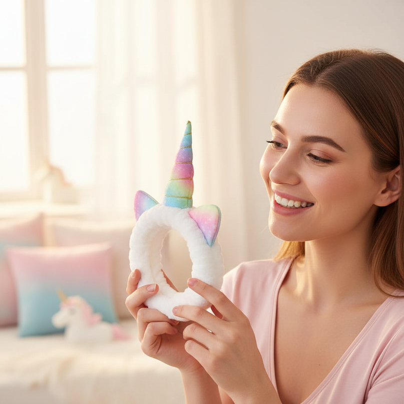 unicorn spa headband - in-use