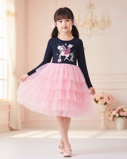 unicorn space tutu dress girls - front