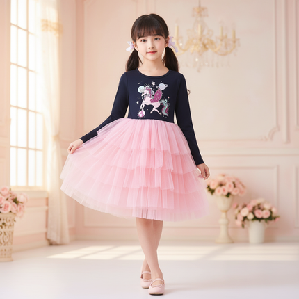 unicorn space tutu dress girls - front
