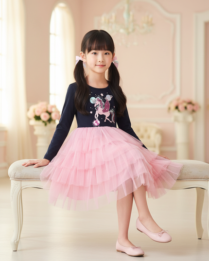 unicorn space tutu dress girls - sitting