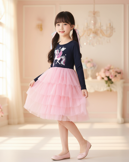 unicorn space tutu dress girls - three-quarter