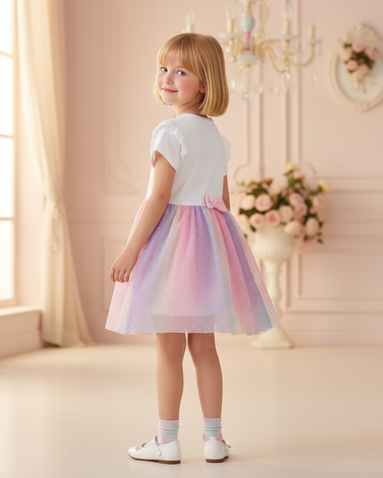 unicorn sparkle rainbow tutu dress - back