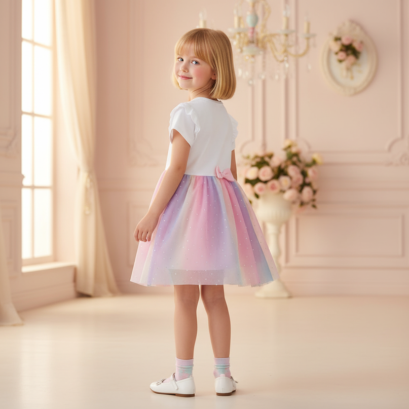 unicorn sparkle rainbow tutu dress - back