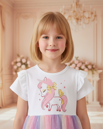 unicorn sparkle rainbow tutu dress - detail