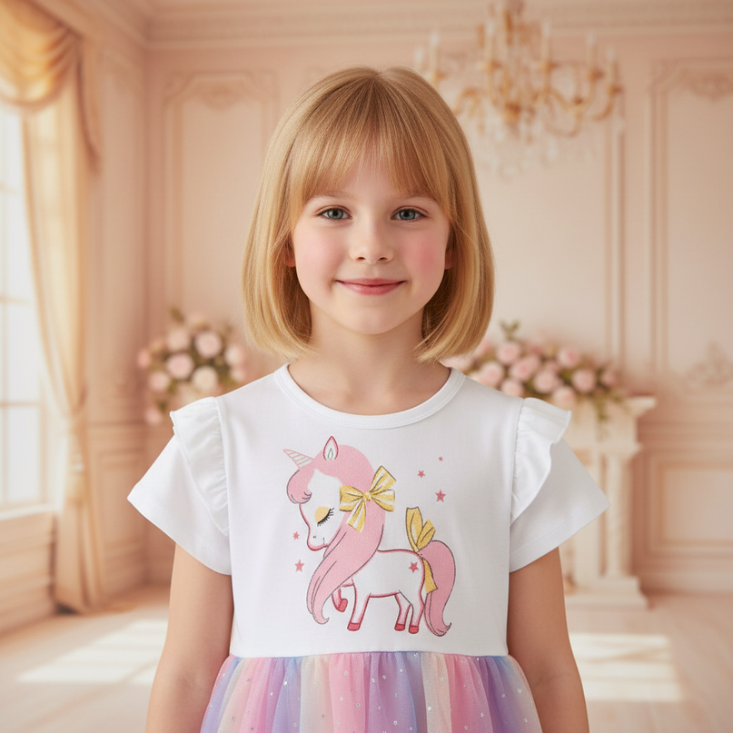unicorn sparkle rainbow tutu dress - detail