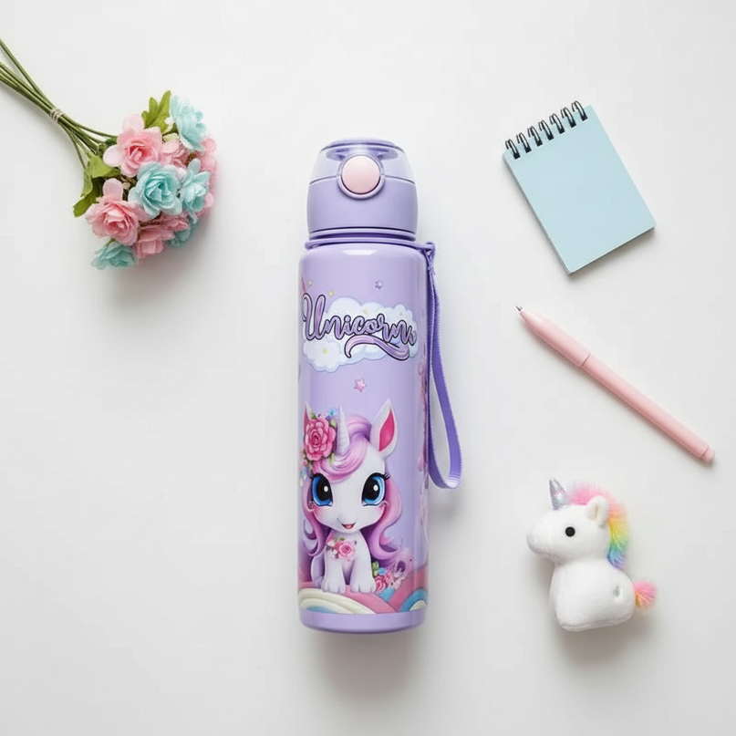 unicorn sports water bottle - flat-lay
