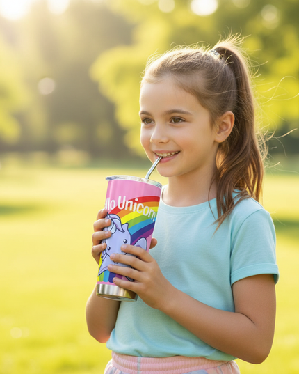 unicorn stainless steel tumbler - in-use