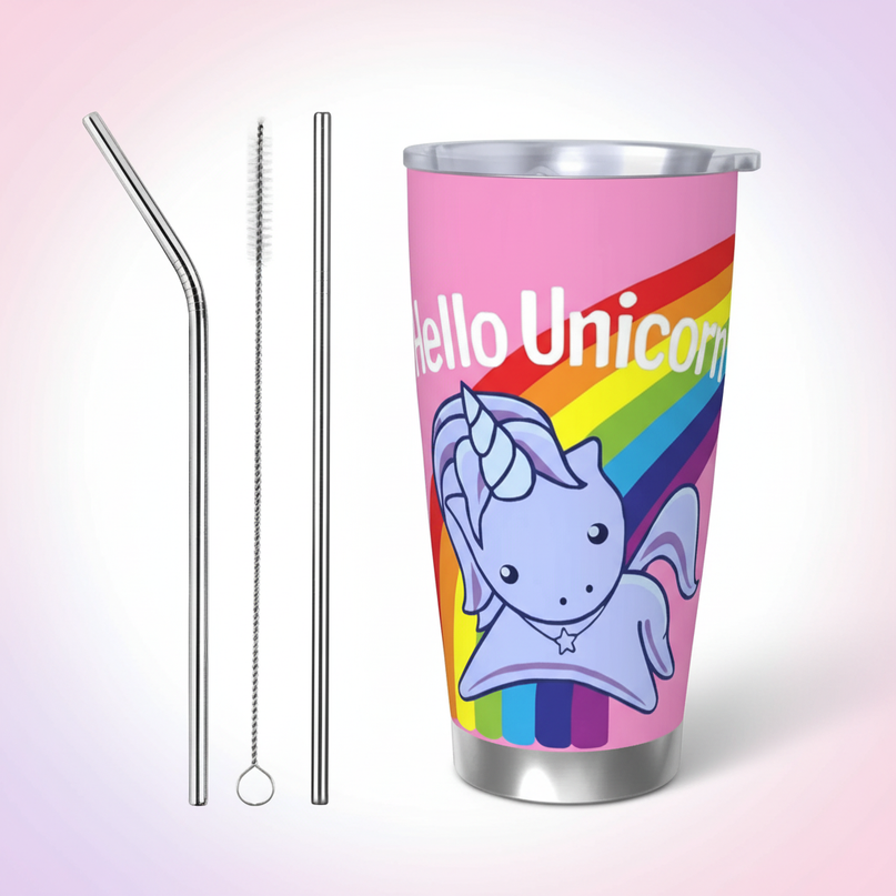 unicorn stainless steel tumbler - white-bg