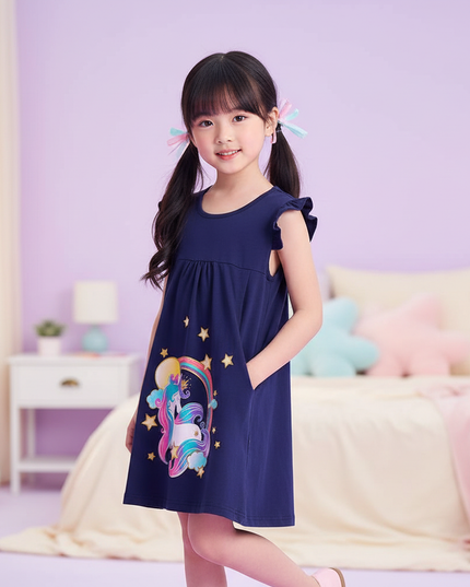 unicorn star casual sleeveless dress - front