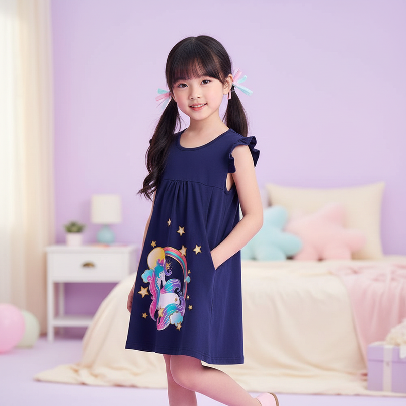 unicorn star casual sleeveless dress - front