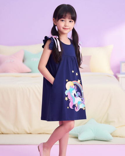 unicorn star casual sleeveless dress - three-quarter