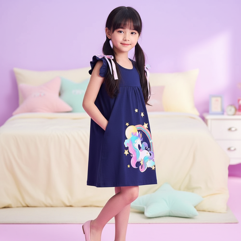 unicorn star casual sleeveless dress - three-quarter