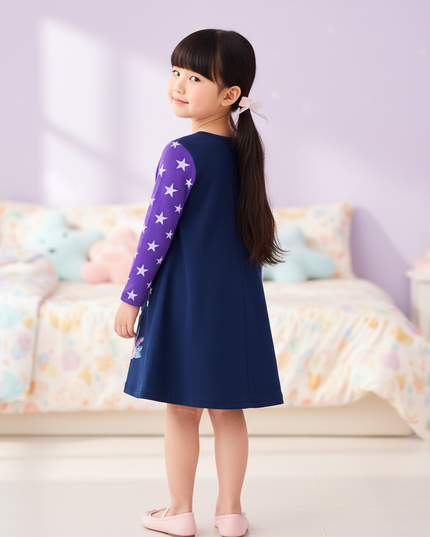 unicorn star cotton dress winter - back