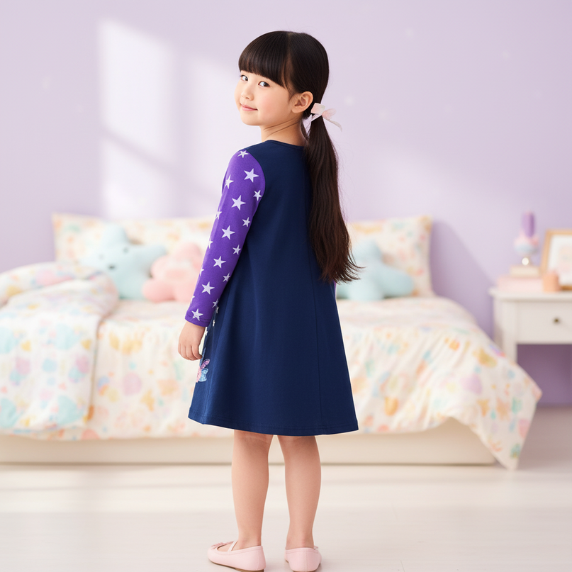unicorn star cotton dress winter - back