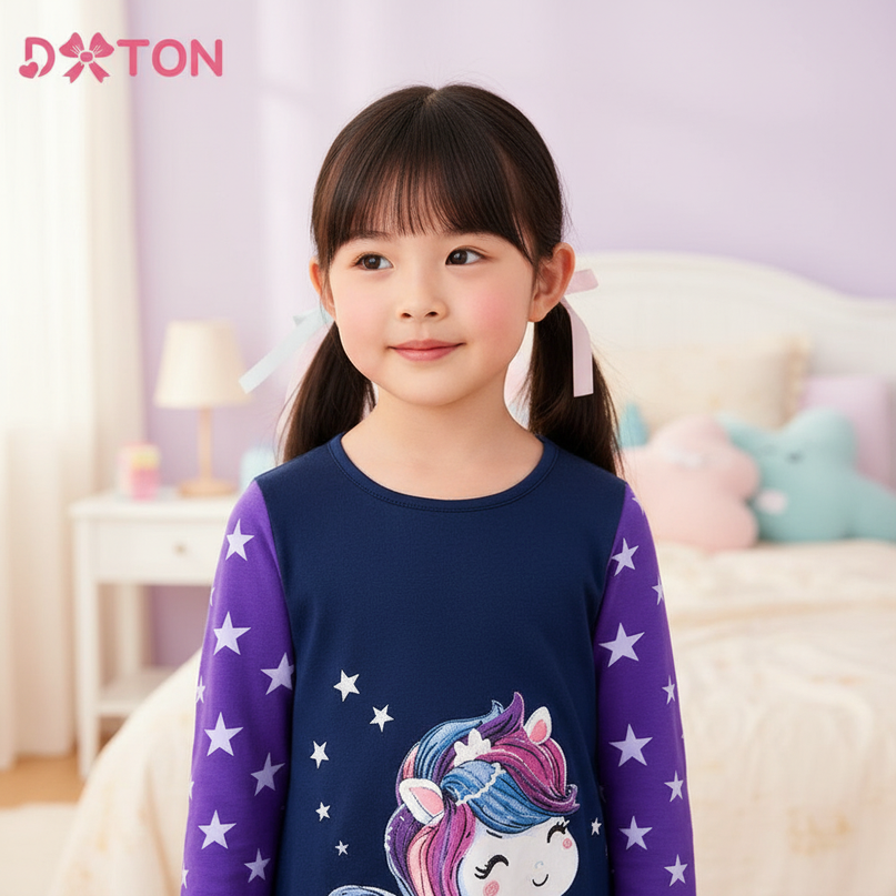 unicorn star cotton dress winter - detail