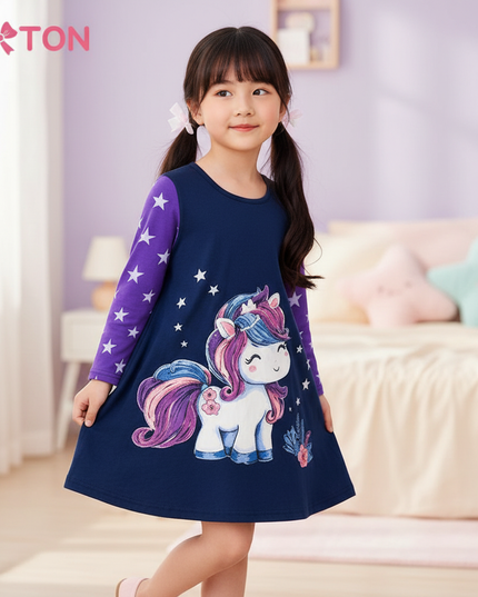 unicorn star cotton dress winter - three-quarter
