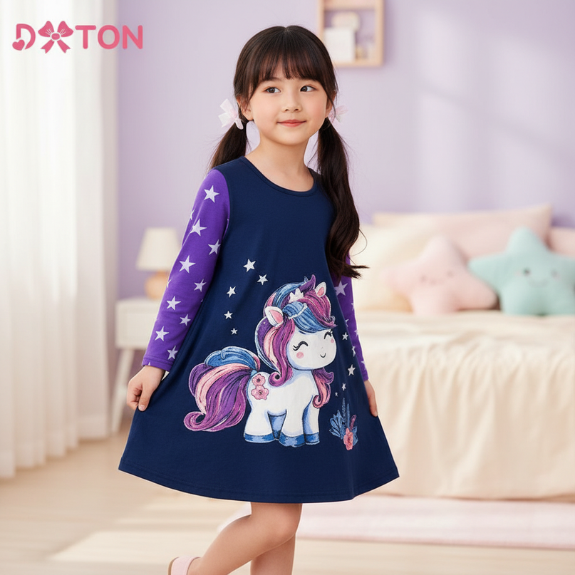 unicorn star cotton dress winter - three-quarter