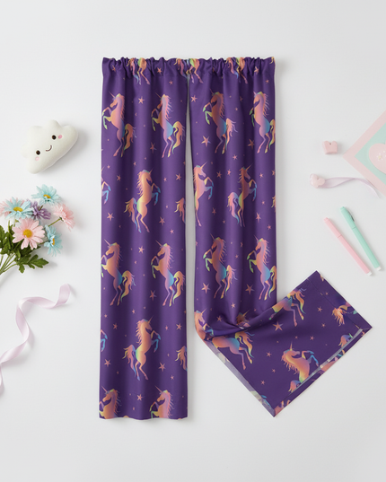 unicorn star curtains - flat-lay