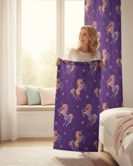 unicorn star curtains - in-use