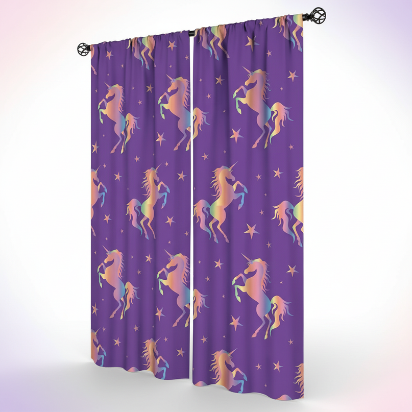 unicorn star curtains - white-bg