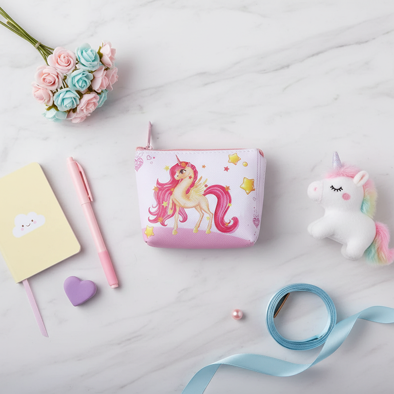 unicorn star print purse - flat-lay