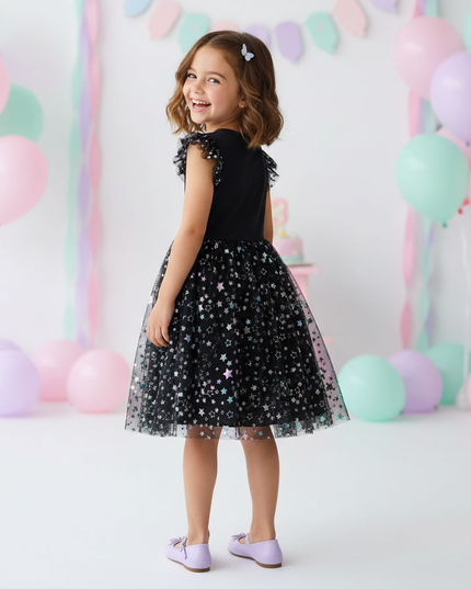 unicorn star sleeveless dress girls - back