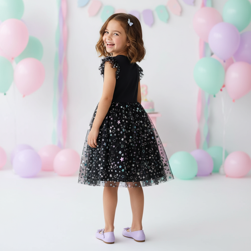 unicorn star sleeveless dress girls - back