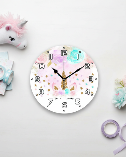 unicorn starry wall clock - flat-lay