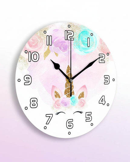 unicorn starry wall clock - white-bg