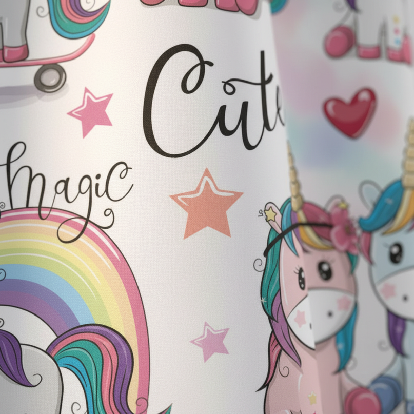 unicorn sticker shower curtain - detail