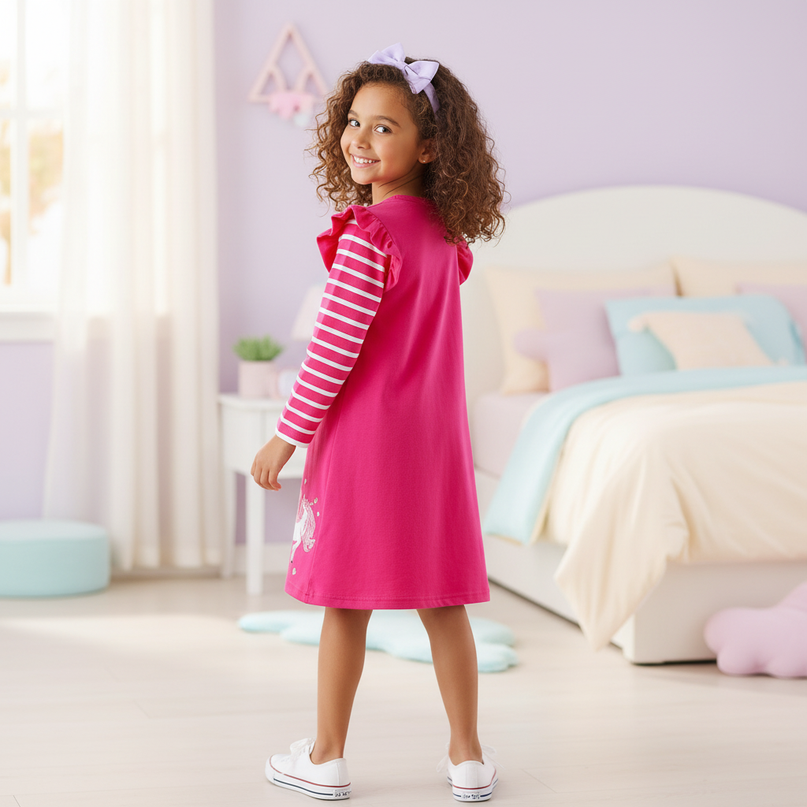 unicorn stripe applique star dress - back