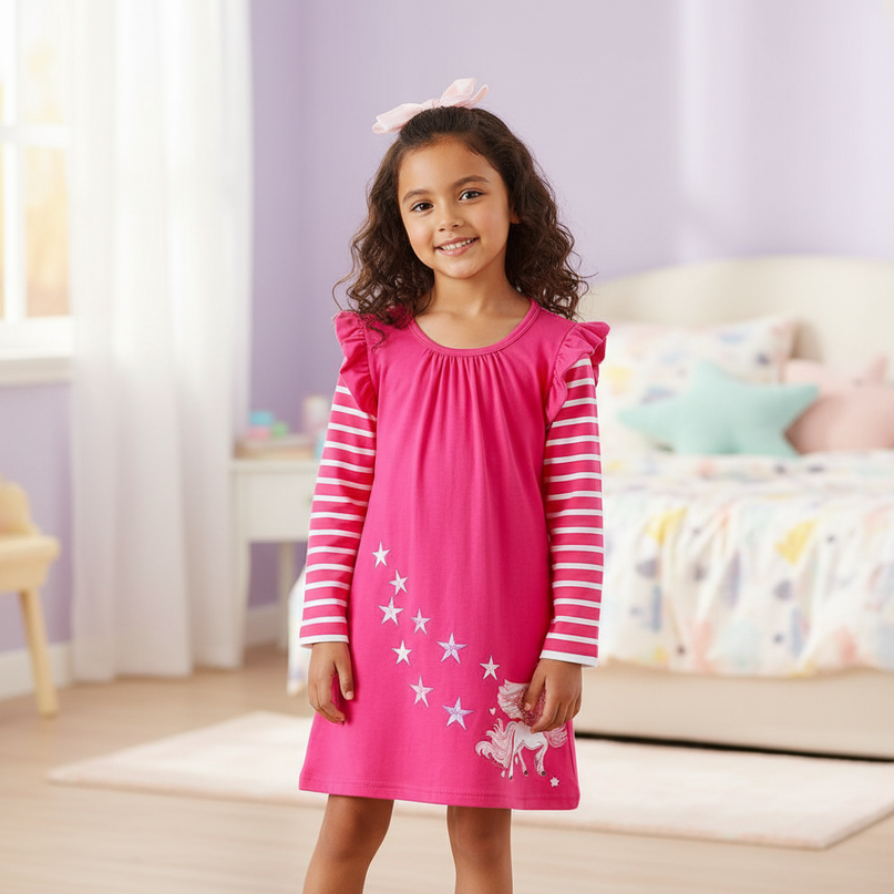 unicorn stripe applique star dress - detail