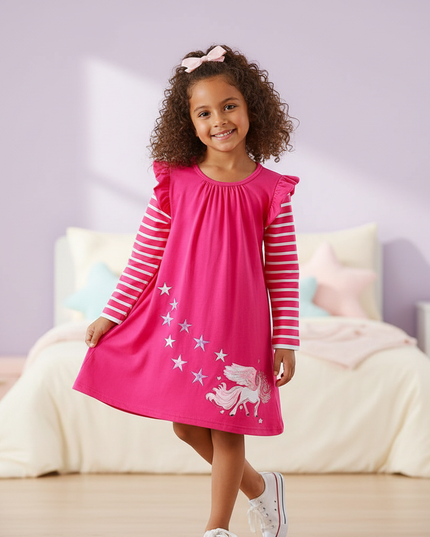 unicorn stripe applique star dress - front