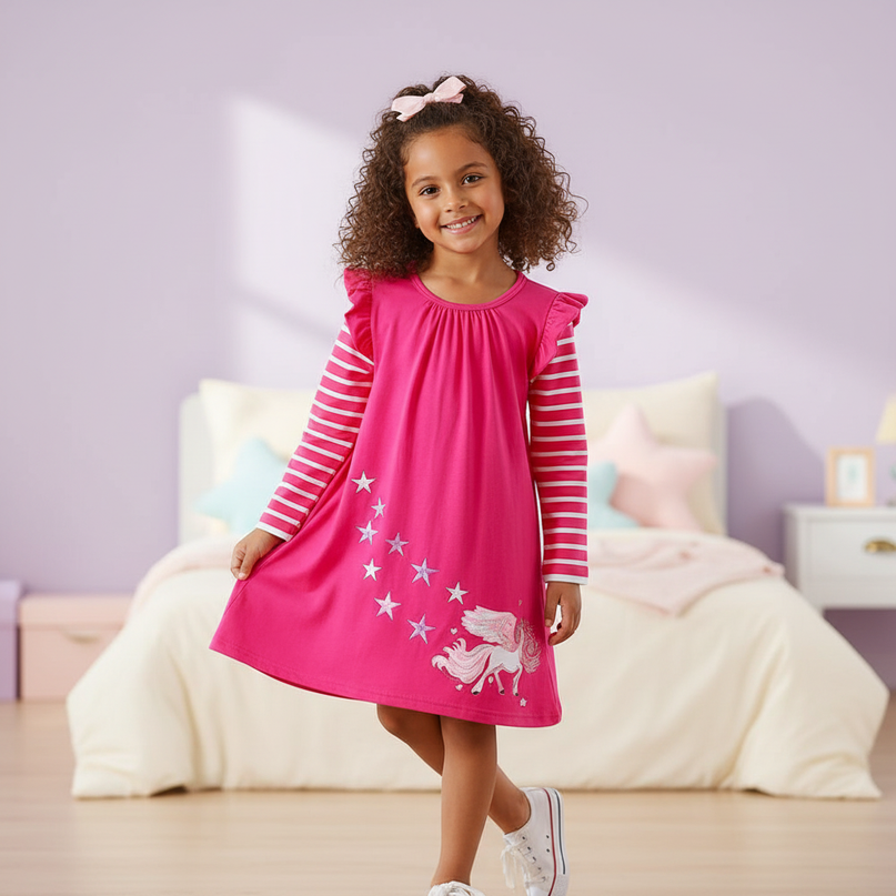 unicorn stripe applique star dress - front