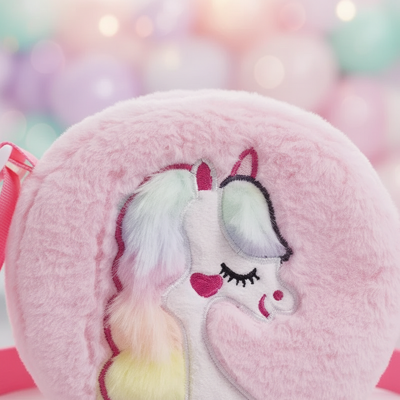 unicorn stuffed animal purse - detail