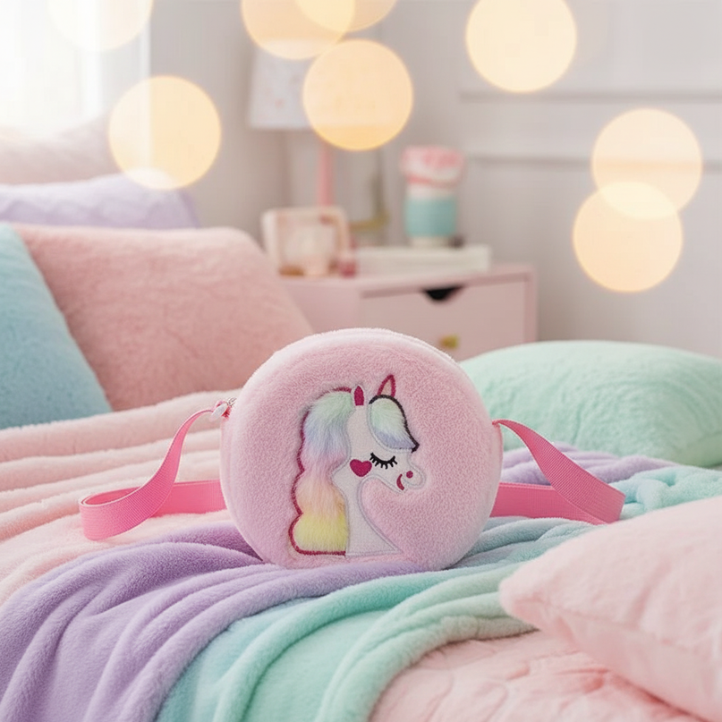 unicorn stuffed animal purse - lifestyle
