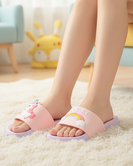unicorn summer slippers - in-use