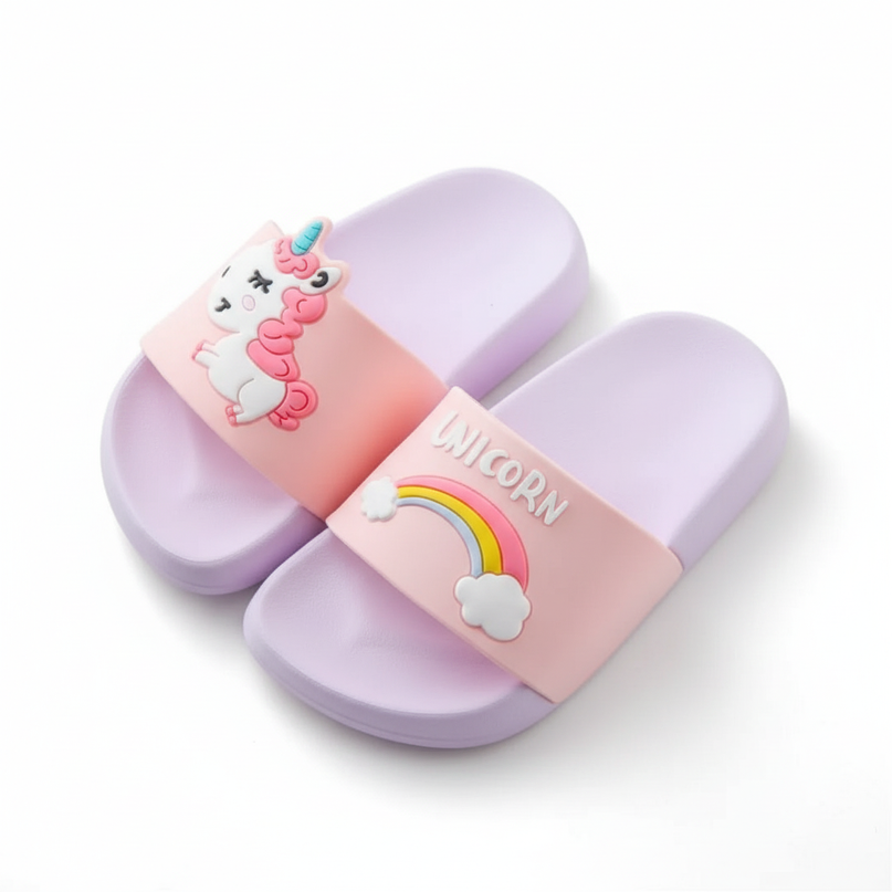 unicorn summer slippers - white-bg