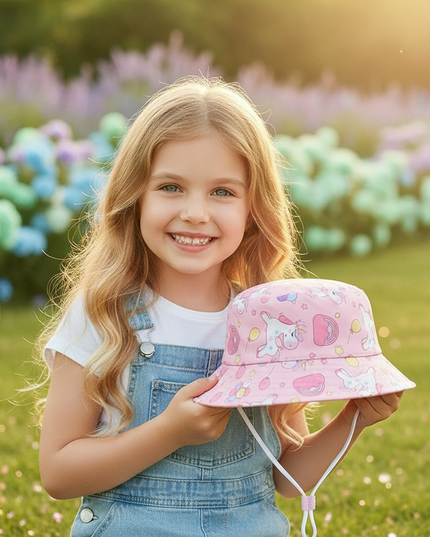 unicorn sun hat for kids - in-use