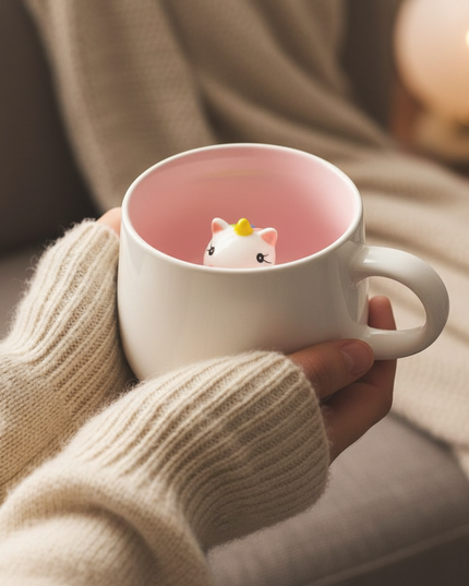 unicorn surprise mug - in-use