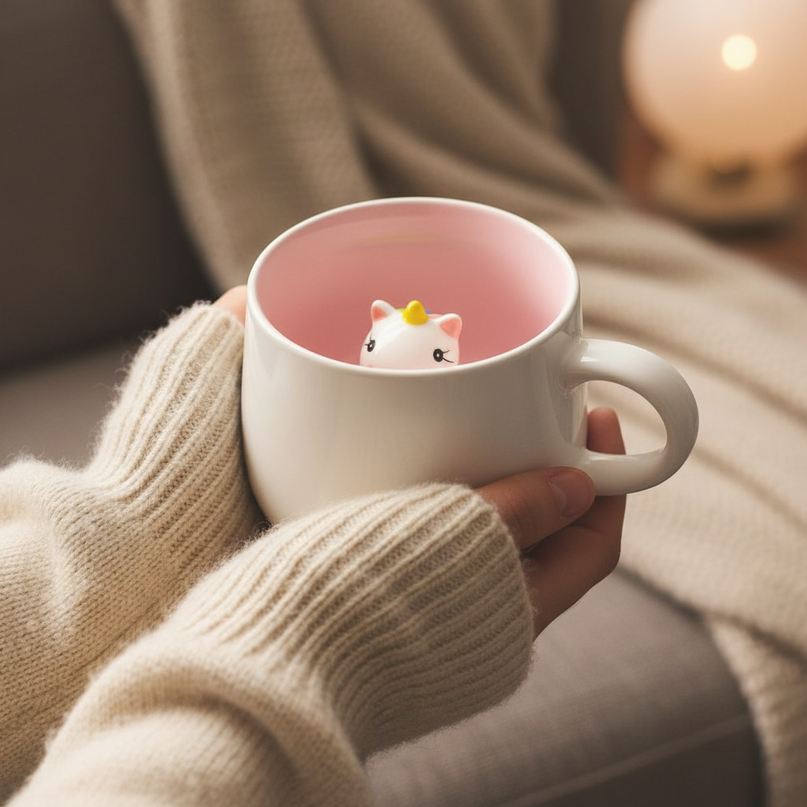 unicorn surprise mug - in-use