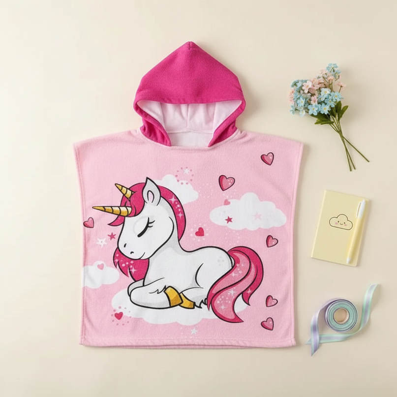 unicorn swim robe - flat-lay
