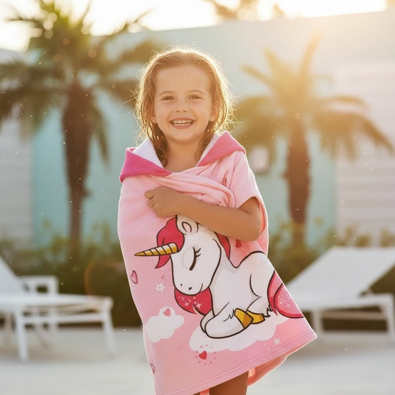 unicorn swim robe - in-use