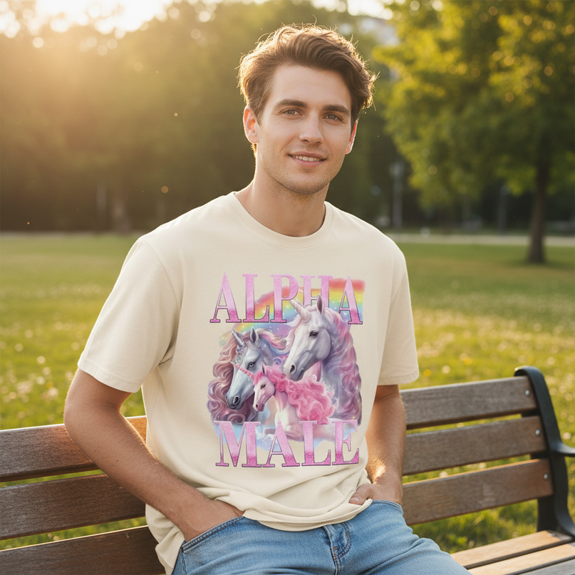 unicorn t shirt men - in-use