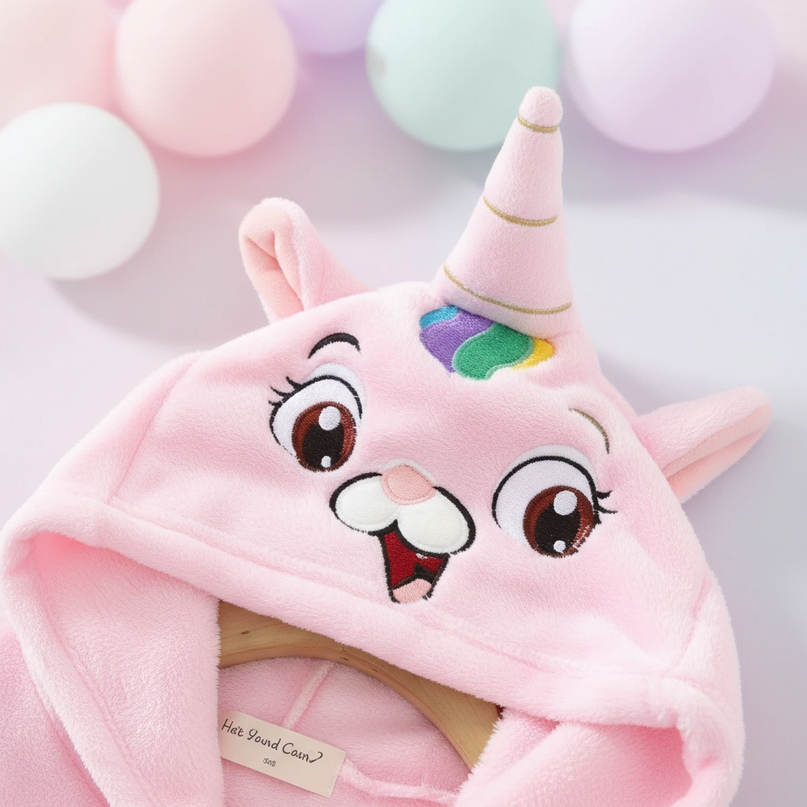 unicorn terry robe - detail