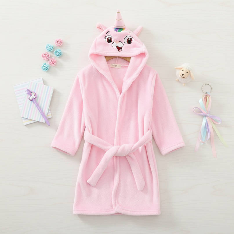 unicorn terry robe - flat-lay