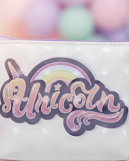 unicorn text print purse - detail